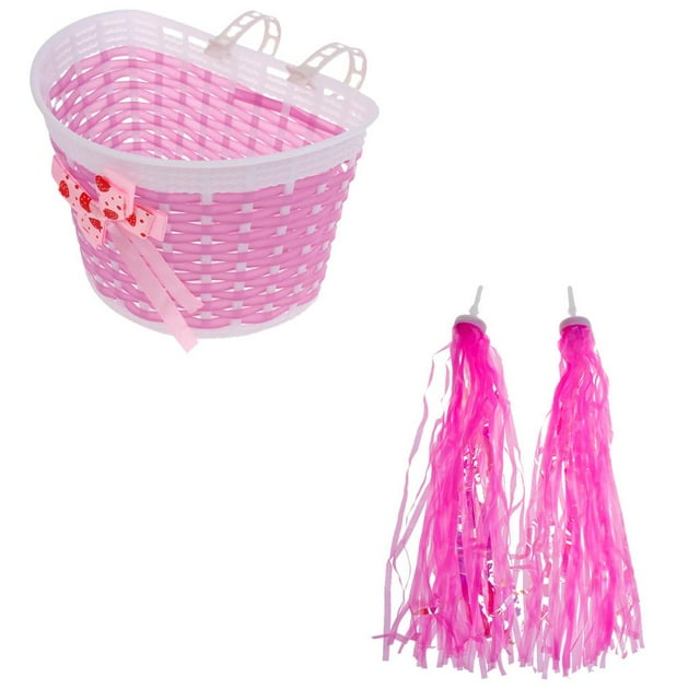 Vélo Trottinette Fille Panier avant Guidon Poignée Pompon Décor