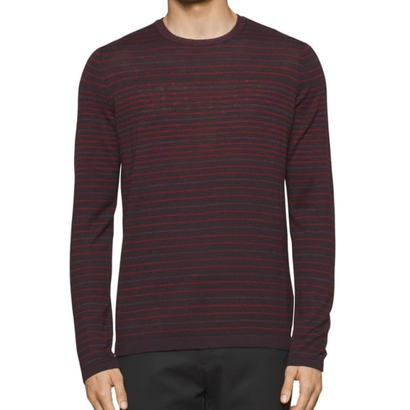 Calvin Klein Mens Jagged-Striped Pullover Sweater, Red, XX-Large