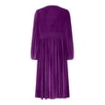 thumbnail image 7 of Efsteb 2025 Dresses for Women Trendy Hight Waist Pleated Velvet Dress Long Sleeve V Neck Cocktail Dress Mini Prom Dress For Wedding Guest (Purple,S), 7 of 7