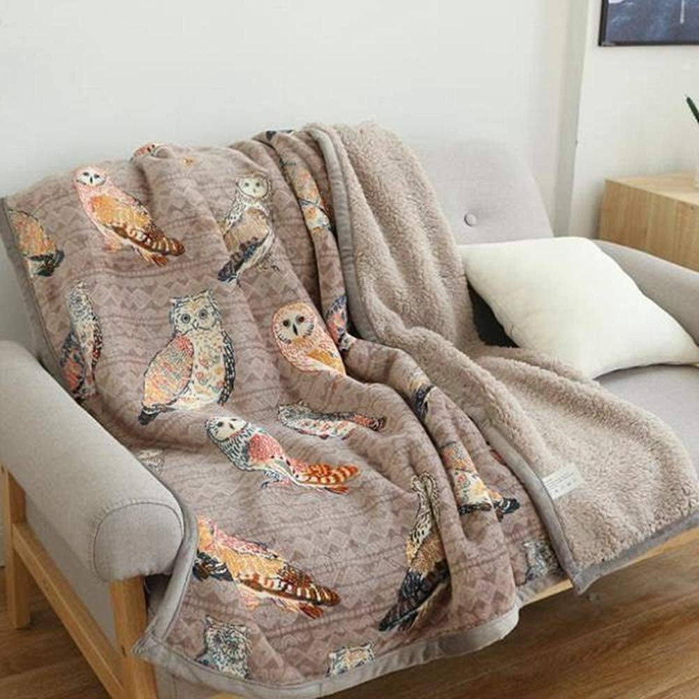 Ukeler Flannel Sherpa Throws 50'' x 60'' - Cute Colorful Owl Design Soft Plush Flannel Blanket Throws for Bed/Couch/Sofa/Office/Camping