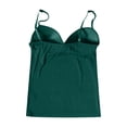 thumbnail image 6 of Built in Bra Tank Tops for Women No Underwire Workout Sports Padded Shirts Spaghetti Strap V Neck Camisole Tops ,4XL,Dark Green, 6 of 8