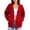 Red, variant on Domzest Womens Zip Up Hoodie Long Sleeve Oversized Zipper Hooded Sweatshirt Casual Solid Lightweight Fall Coat with Pockets Brown S