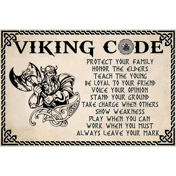 Bestylez Viking Gifts For Men Viking Code Sign Viking Wall Decor For Home Bar 8x12 inches (963)