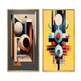 thumbnail image 2 of Designart "Dark Gray Minimalism Retro Geometry" Modern Geometric Framed Wall Art Set Of 2 - Modern Orange Framed Canvas Set For Living Room Decor, 2 of 6