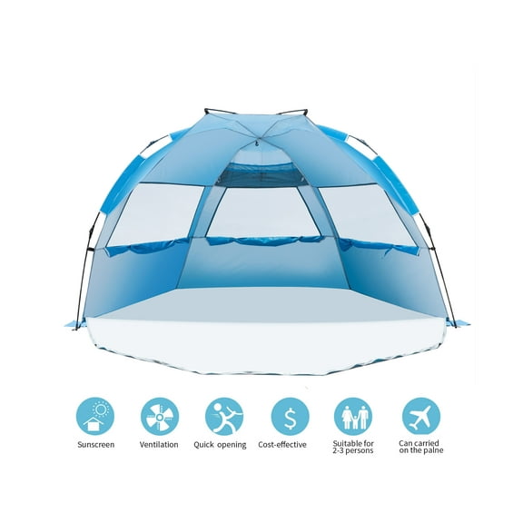 Deluxe Large Easy Up Beach Cabana Tent Sun Shelter, Blue