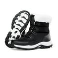 thumbnail image 5 of Womens Hiking Boots Winter Thickened Plush Warm Waterproof High Top Snow Booties Lace up Non Slip Outdoor Mid Calf Boots Black Size 9, 5 of 8
