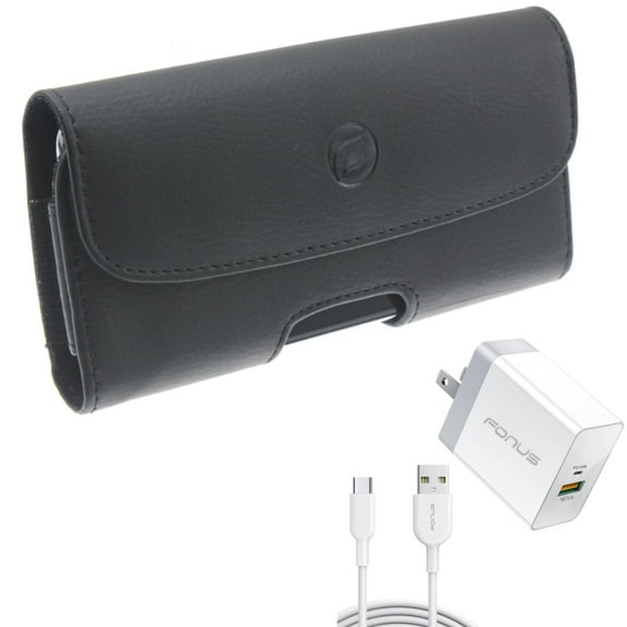 Case Belt Clip w 36W PD Home Charger for Samsung Galaxy S22 Plus,S22 S20 Fan Edition,Fan S21 FE 5G - Leather Holster Cover, Fast Type-C 6ft Long Cable USB-C