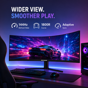 Deco Gear 49 Curved Ultrawide Gaming Monitor, 32:9 WDFHD 3840×1080, 144Hz, 3ms, VA Panel, HDR, Adaptive Sync, USB-C, HDMI, DisplayPort, PIP/PBP, 1800R Curve