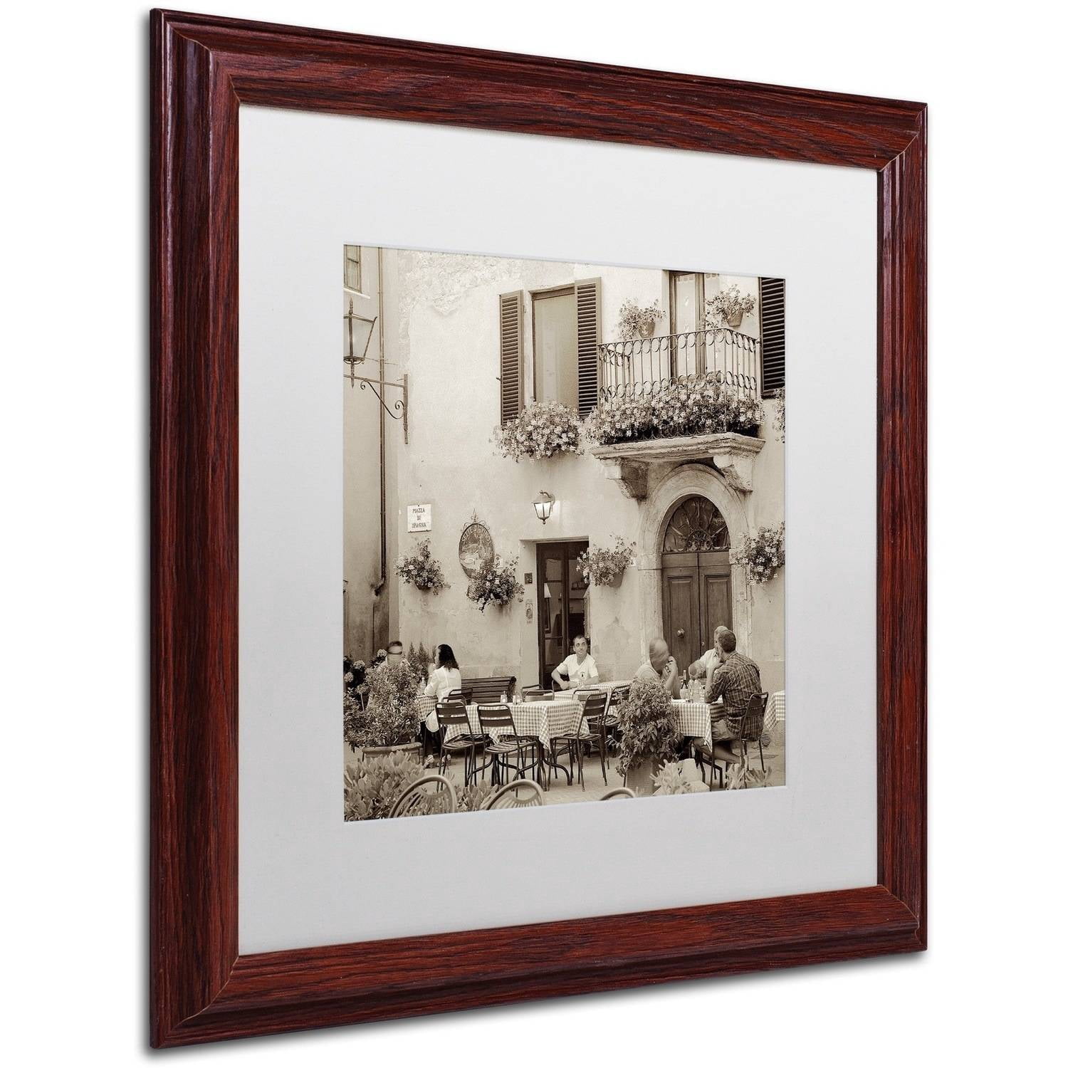 Trademark Fine Art "Tuscany Caffe VI" Canvas Art by Alan Blaustein, White Matte, Wood Frame