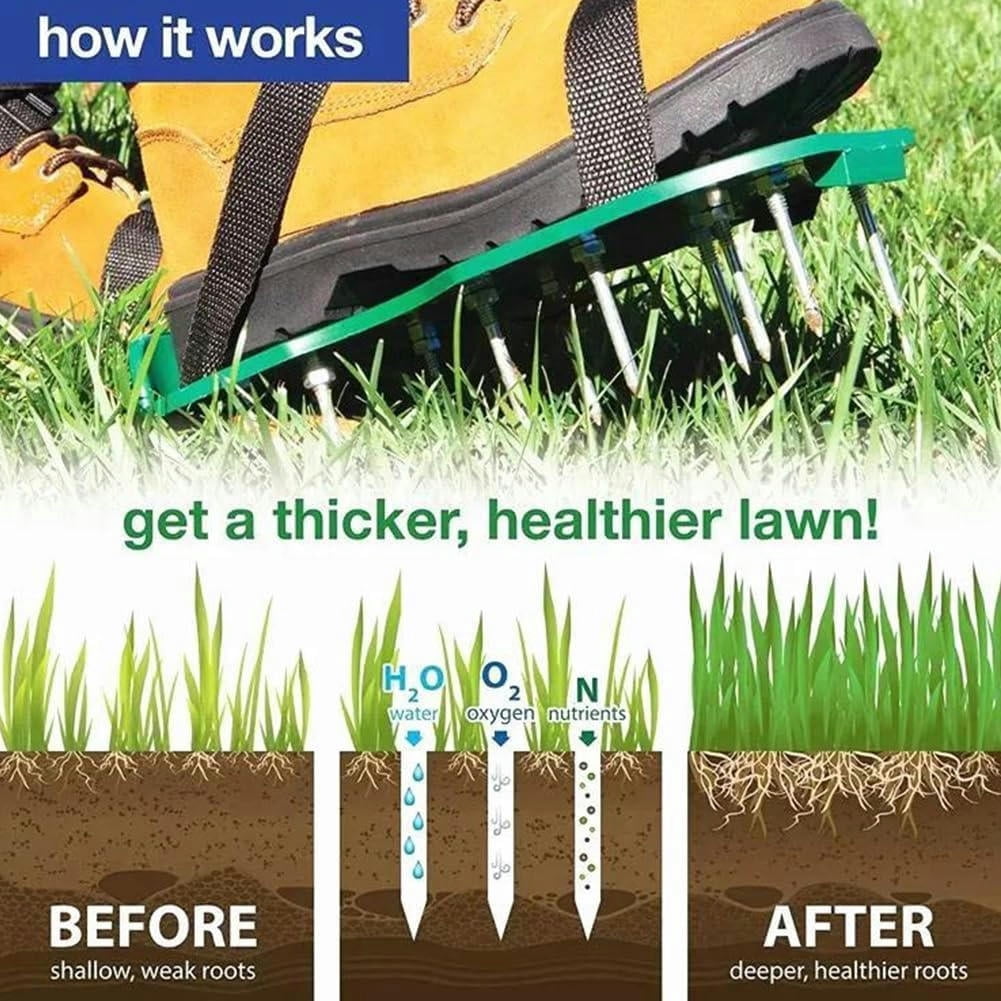 Lawn Aerator Tool 1/2set Garden Lawn Nail Shoes Loose Soil Tool Lawn Aerator Grass Spikes Shoes Self-Leveling Epoxy Yard Grass Cultivator(2PCS Green)