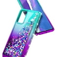 thumbnail image 6 of Nagebee Phone Case for Samsung Galaxy A02S with Tempered Glass Screen Protector (Full Coverage), Glitter Sparkle Flowing Liquid Bling Diamond, Durable Girls Women Cute Case (Aqua/Purple), 6 of 6