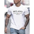 thumbnail image 1 of MILANO ITALY National Flag Print, Men's Casual Comfy Crew Neck Short Sleeve T-shirt, Men's Trendy Clothes Outdoor, Men's Breathable Tops For Summer Tee For Adult, Men, Women, Teen, Teenager, Adolesce, 1 of 6