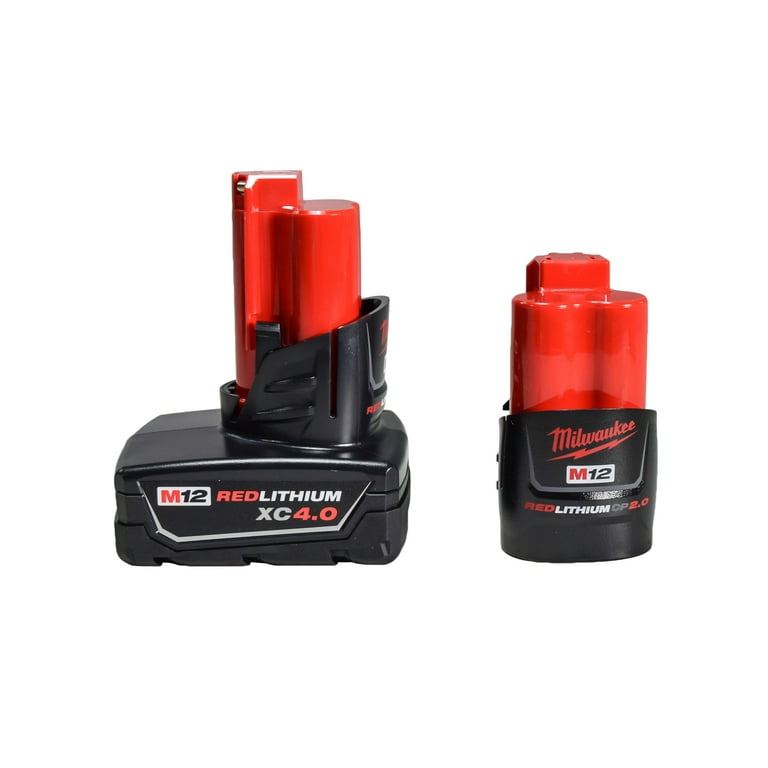 Milwaukee M12 12V Lithium-Ion 4.0 Ah and 2.0 Ah Battery Packs and Charger  Starter Kit (48-59-2424)