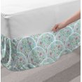 thumbnail image 2 of Floral Bed Skirt, Flowers Pattern in Arching Frames Chinese Oriental Blossom, Elastic Bedskirt Dust Ruffle Wrap Around for Bedding Decor, 4 Sizes, Pale Blue and Multicolor, by Ambesonne, 2 of 2
