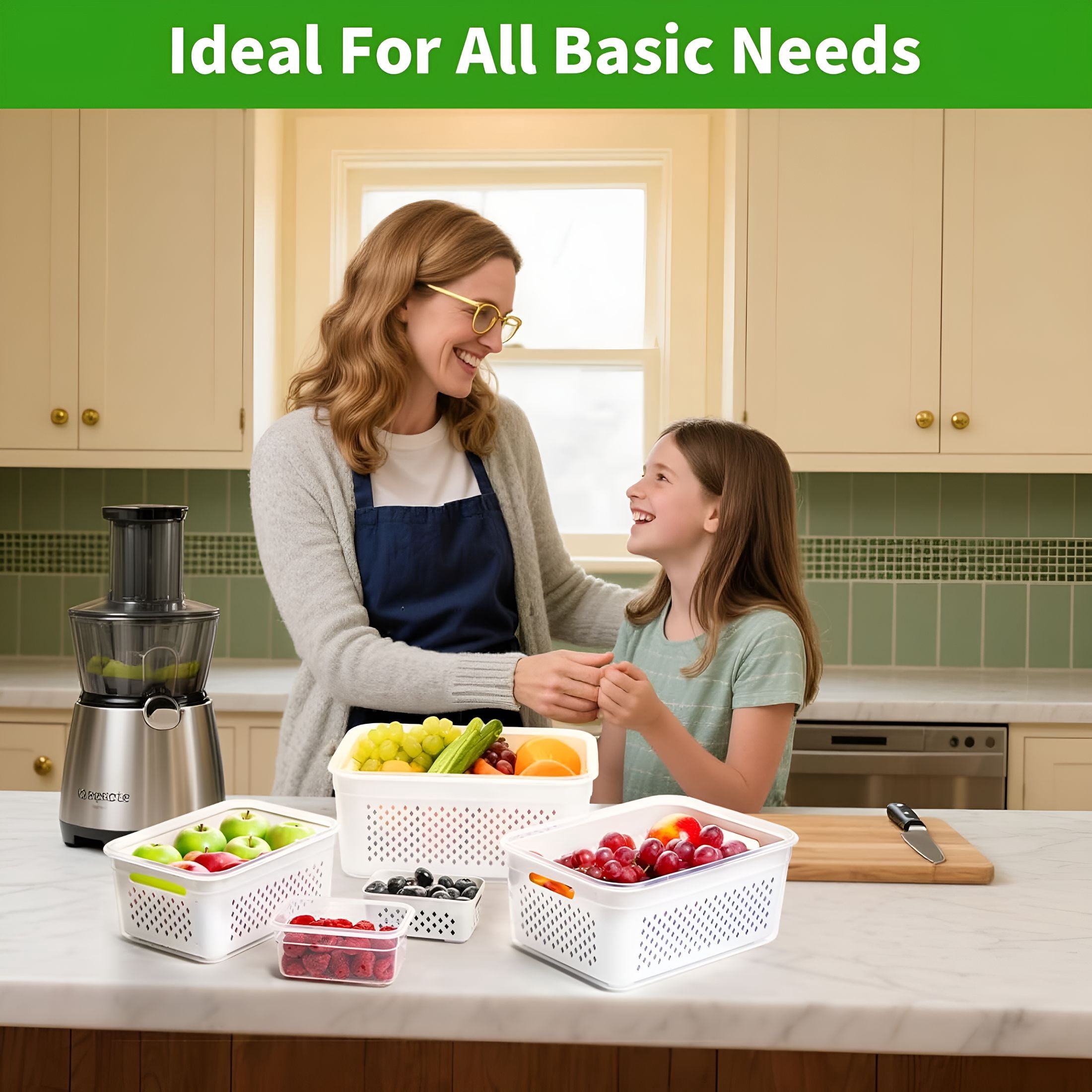 ACDANC 5-Pack Large Fruit Storage Containers for Fridge with Removable Colander,2 in 1 Produce Storage Containers,Bpa-Free Fridge Organizers and Storage Keep Fruits,Vegetables