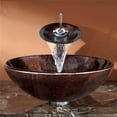thumbnail image 3 of KRAUS Pluto Glass Vessel Sink in Brown with Waterfall Faucet in Chrome, 3 of 6