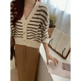 thumbnail image 4 of Striped Cardigan for Women Long Sleeve Striped Sweater Button Knitted Open(Uniform Size), 4 of 5
