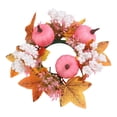 thumbnail image 2 of Apeya Fall Candle Rings Wreaths, Artificial Maple Leaf Pumpkin Candle Holder, Premium Plastic Stem Pillar Rings for Thanksgiving Table Decor, 7.5 Inch, 2 of 7