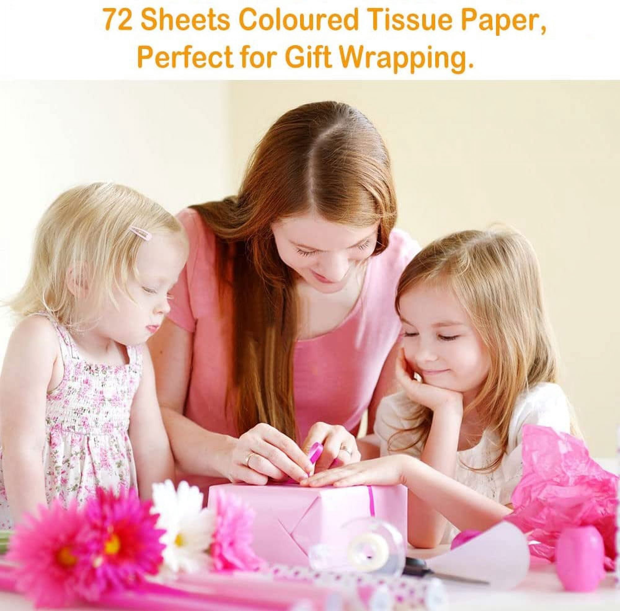 BUZIFU 72 Sheets Multi Coloured Tissue Paper, 50x70cm Tissue Paper Sheets Art Crafting Crepe Paper Large Tissue Paper for Gift Wrapping, Kids Art Crafting, Packaging, Party Decoration,18 Colors