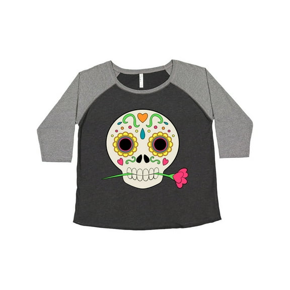 Inktastic DÃÂa De Los Muertos Skull with Flower Women's Plus Size T-Shirt