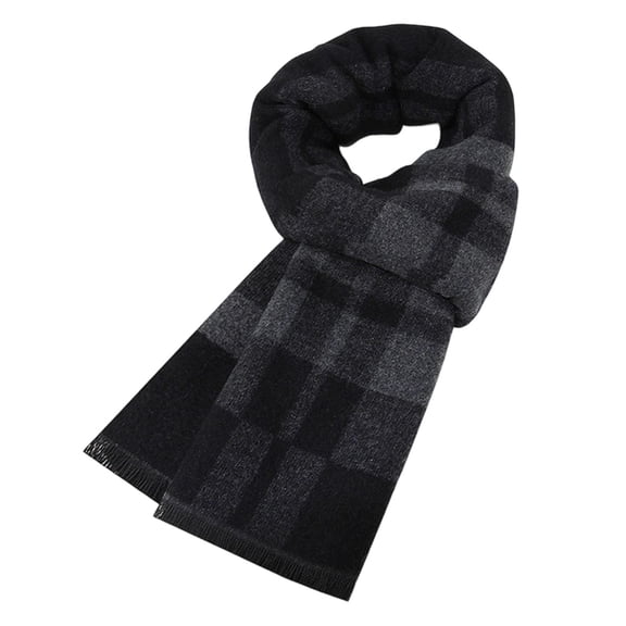 Yuanlong Unisex Scarves Dark Plaid Tassel Thick Fluffy Warm Neck Wraps Cozy Vintage Stylish Winter Casual Scarves For Men Women
