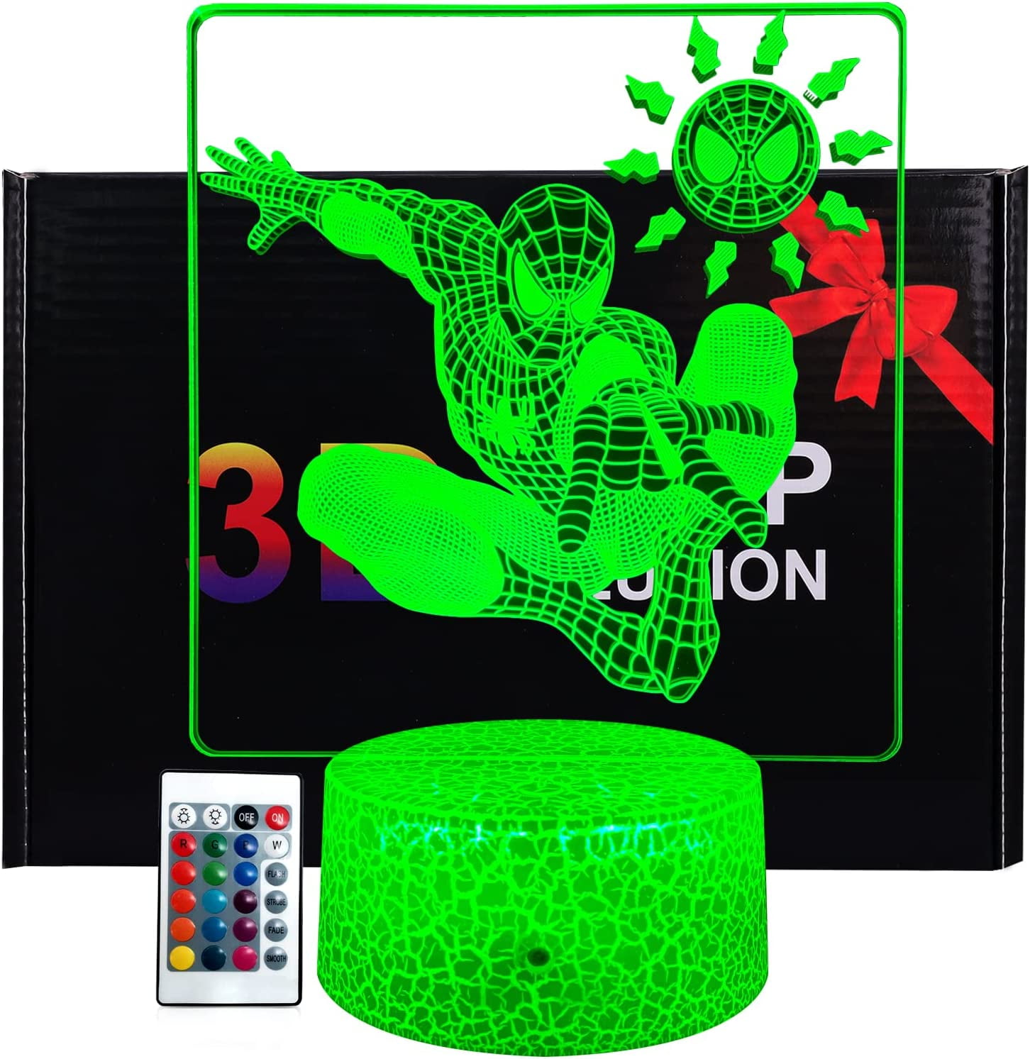 JUWYT Spider Man Lamp for Kids 3D Spider Man Night Light with Remote