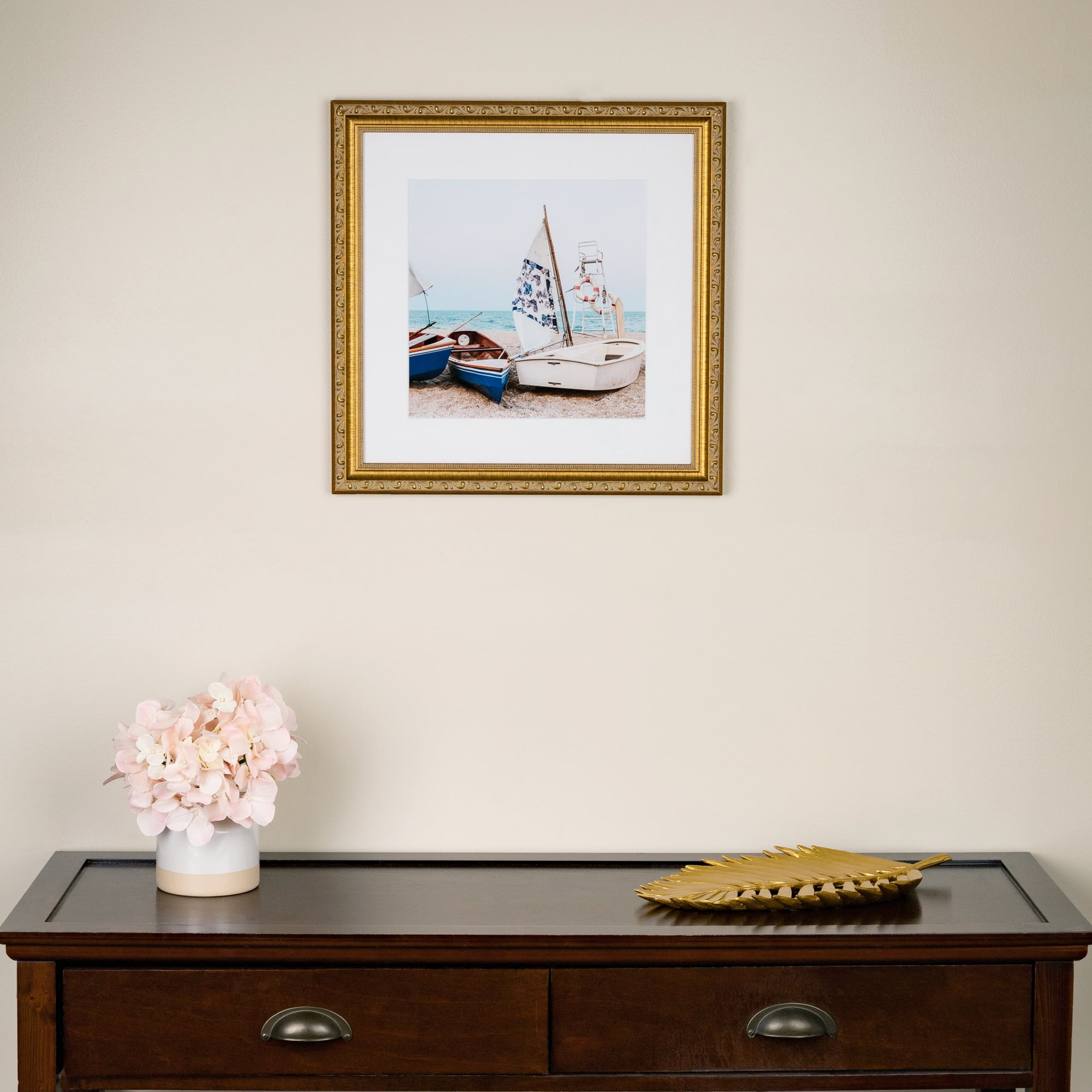 ArtToFrames 18" x 24" Gold with beads Picture Frame, 18x24 inch Gold Wood Poster Frame (WOM-4139)