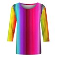 thumbnail image 4 of ICHUANYI Clearance Women's Fashion Printed Loose T-shirt 3/4 Sleeves Blouse Round Neck Casual Tops(Hot Pink, L) ICHUANYI WER2023081110445, 4 of 5