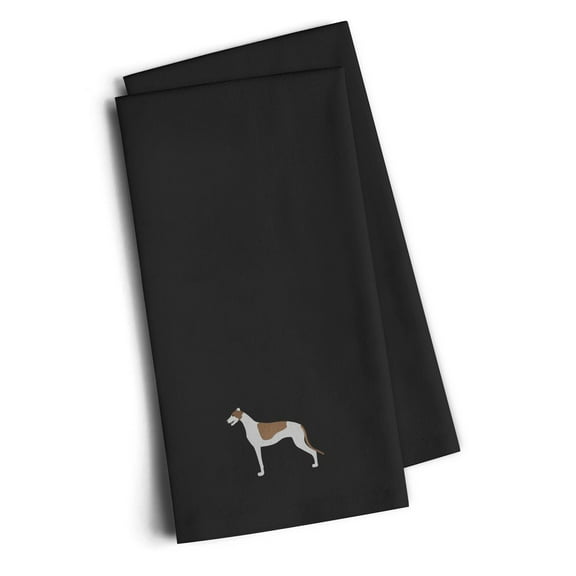 Black Embroidered Kitchen Towel Set of 2