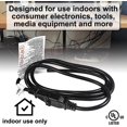 thumbnail image 7 of HQRP 2-Prong Polarized Extension Cord USA Outlet 16AWG, 13 Amps 125V, 6-Feet, UL Listed, Black, 7 of 7