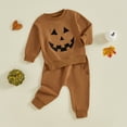 thumbnail image 2 of Toddler Baby Girl Boy Halloween Outfit Pumpkin Sweatshirt Long Sleeve Shirts Top and Pants Set Fall Winter Clothes, 2 of 8