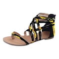 thumbnail image 2 of UTTOASFAY Womens Sandals Ladies Flat Sandals Zipper Open Toe Slippers Roman Shoes Summer Beach Sandals Yellow 9.5(42), 2 of 4