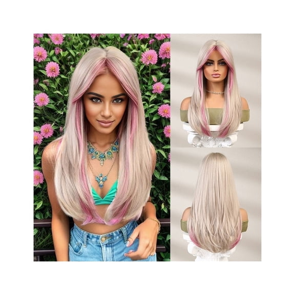 Pink White Wig Good Quality Synthetic Women Wigs Female Cosplay Cheap Wigs with Free Shipping Daily Use High Density