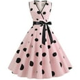 thumbnail image 2 of Awdenio Womens Summer Dresses Polka Dots Sleeveless Wrap V Neck Ruffle Hem Belted A Line Midi Dress, 2 of 6