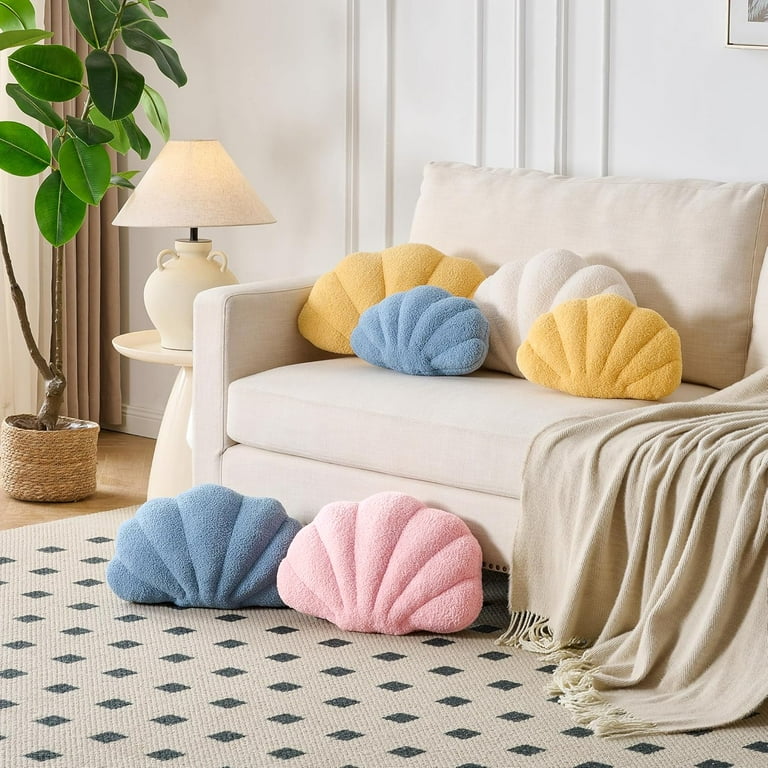 COOKCOK Shell Pillow, Seashell Throw Pillows, 14