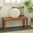thumbnail image 3 of DecMode Rustic Rectangular Weave Pattern Wood Bench with Polished Brown Finish, 45"W x 19"H, 3 of 16