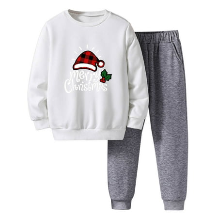 

Toddler Boys Girls Winter Christmas Long Sleeve Letter Prints Pullover Tops Pants 2PCS Outfits Clothes Set Gender Neutral Baby Clothes New Born Baby Boy Long Sleeve Onesies 0-3 Months
