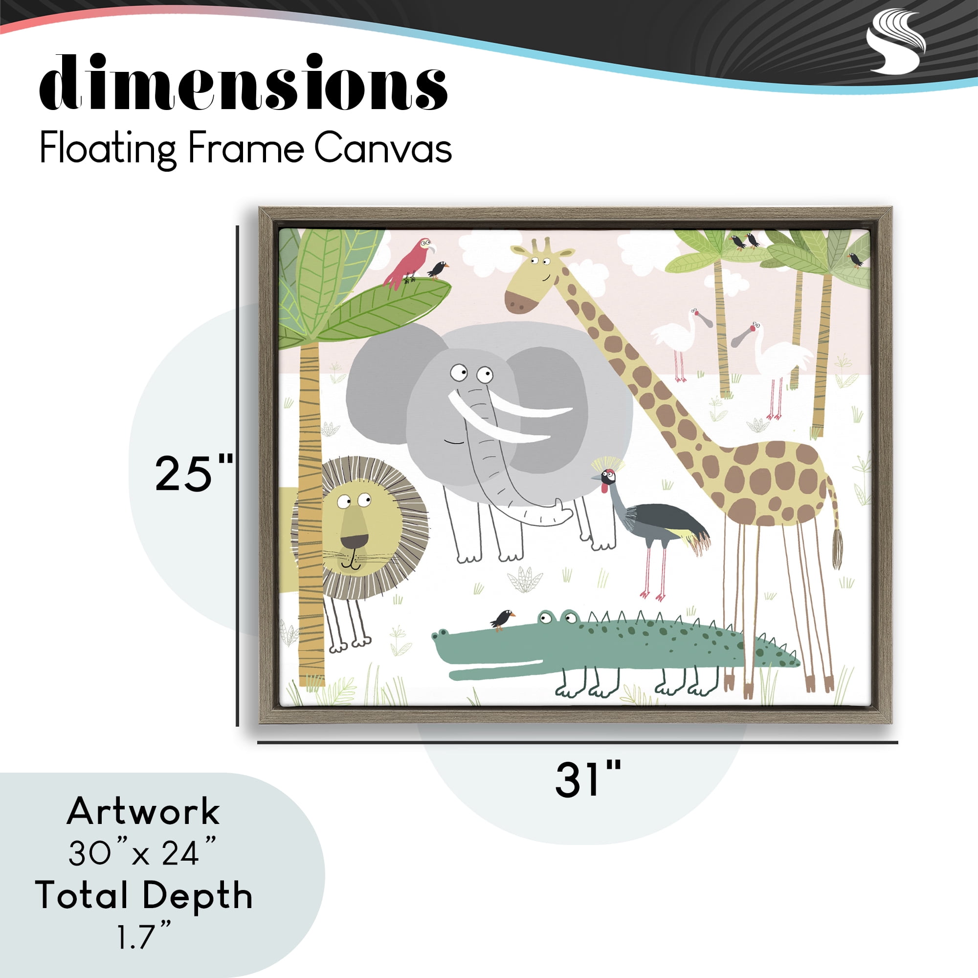 Stupell Industries Safari Animals Out and About Brown Framed Floater Canvas Wall Art, design by Carla Daly