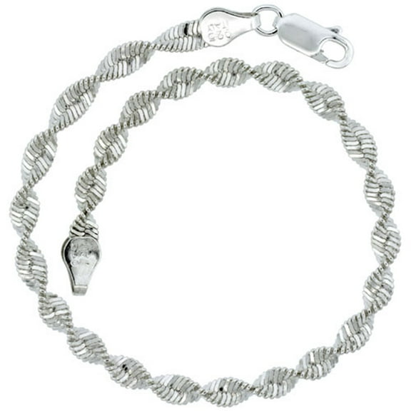 925 Sterling Silver Solid Twisted Magic Herringbone Chain Necklace 5mm