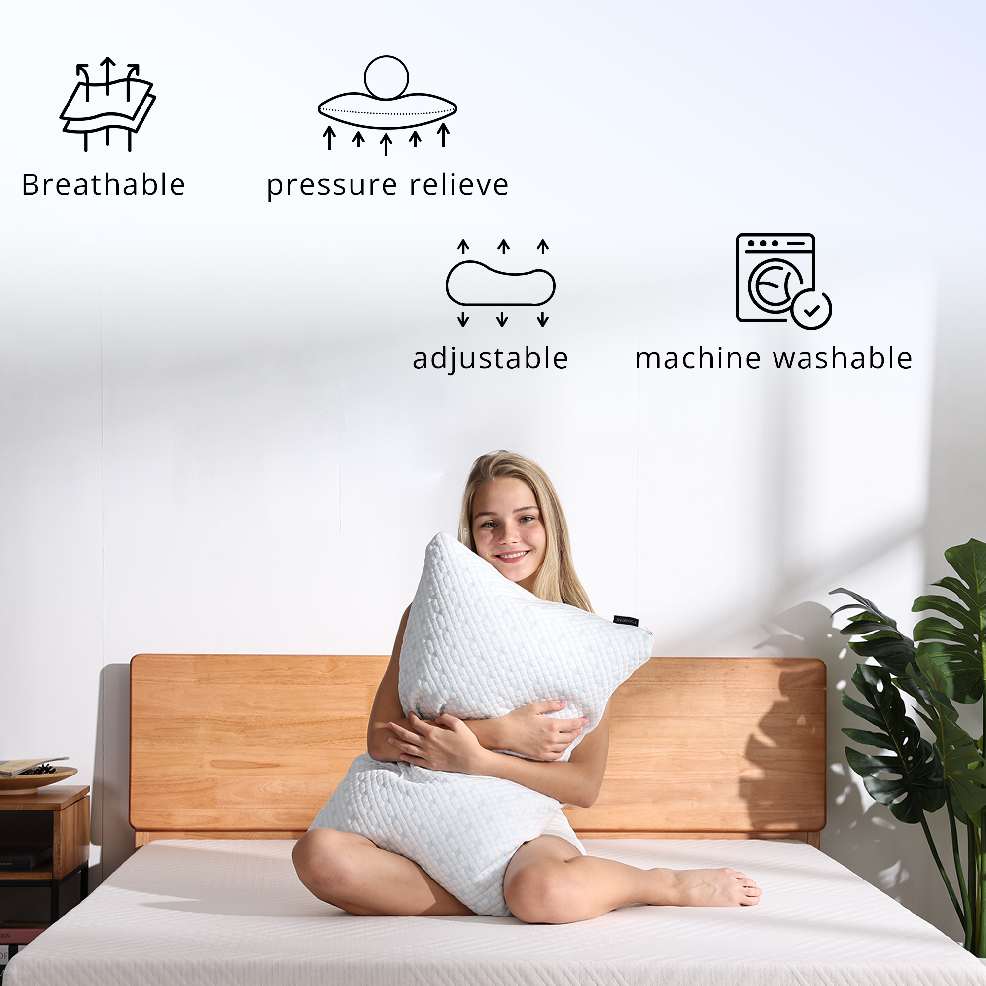 Egohome Adjustable Cooling Memory Foam Pillow 2-Pack photo 2