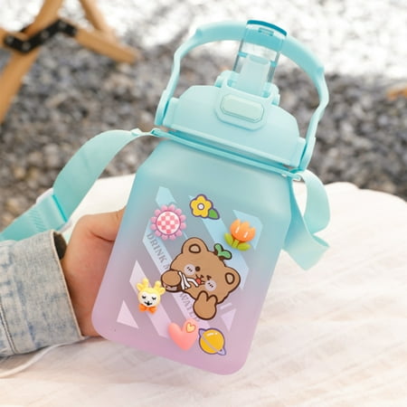 

Water Bottle for Kids Large Capacity Water Bottle with Straw and Shoulder Strap Suitable for Daily Using