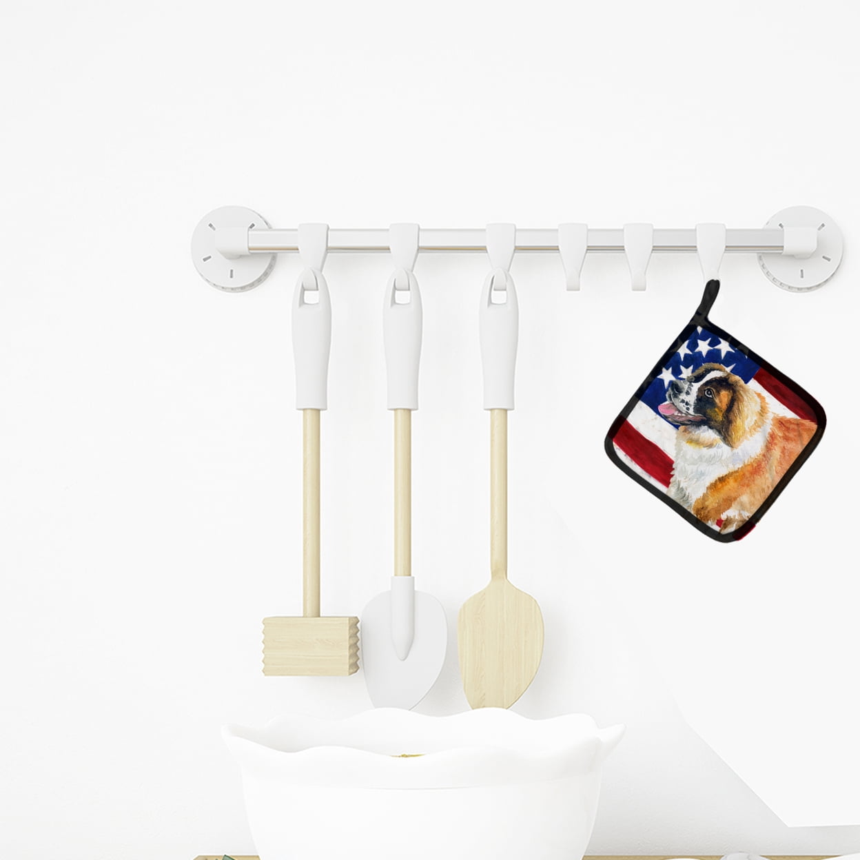Caroline's Treasures Saint Bernard Patriotic Pair of Pot Holders