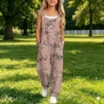 thumbnail image 2 of Coerni Girls Floral Jumpsuits Adjustable Spaghetti Tie Strap Overalls Artistic Youth Summer Lightweight Rompers 4-12 Years, 2 of 4