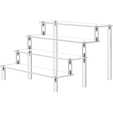 Acrylic Display Risers, 4 Tier Perfume Organizer Stand, Clear Cupcake Stand Holder, Large Shelf Risers for Figures, Dessert Shelves for Party, Riser Stand for Decoration and Organizer