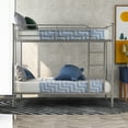 thumbnail image 2 of Clipeyh Metal Twin over Twin Bunk Bed with Guardrail and Ladder, Silver, 2 of 8