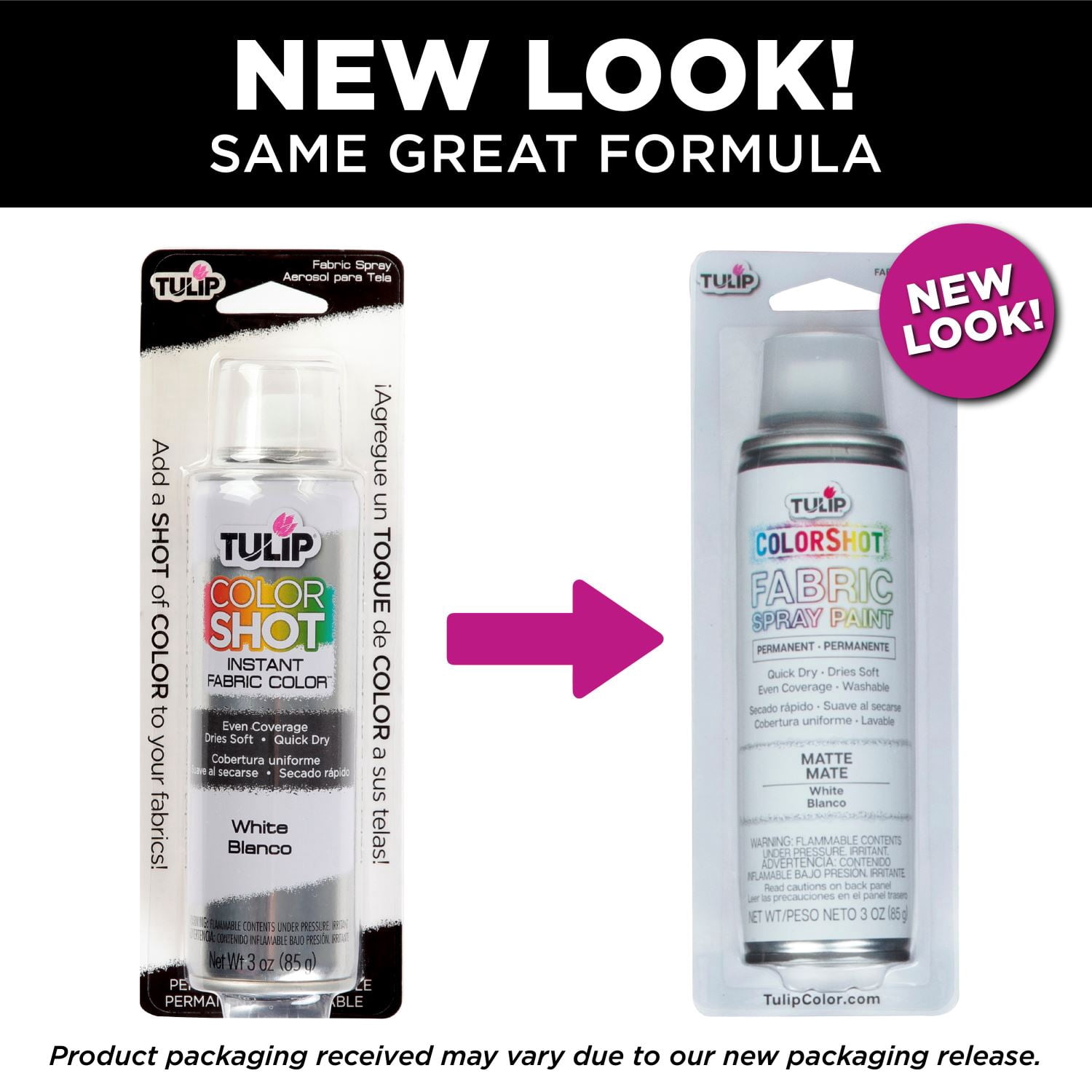 Tulip Color Shot Instant Fabric Spray Paint, 3 fl. Oz. White, Quick Dry and Permanent