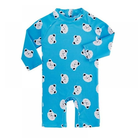 

BULLPIANO Toddler Boys Girls One Piece Swimsuit Long Sleeve Cartoon Rash Guard Surfing Suit No Hat Size 1-7T