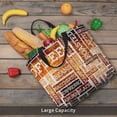 thumbnail image 6 of Naloa Hand Drawn Vintage Coffee Tote Bag for Women, Foldable Tote Bag With Zipper, Large Shoulder Bag, Top Handle Handbag for Travel, Work, Shopping, 6 of 9