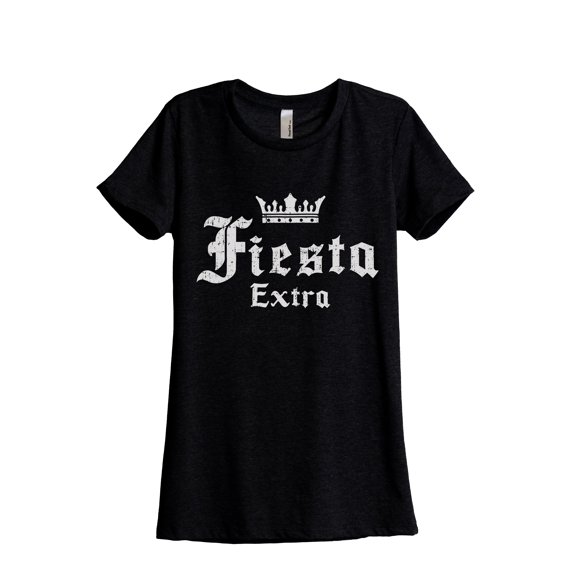 Fiesta Extra Women's Fashion Relaxed T-Shirt Tee Heather Black X-Large