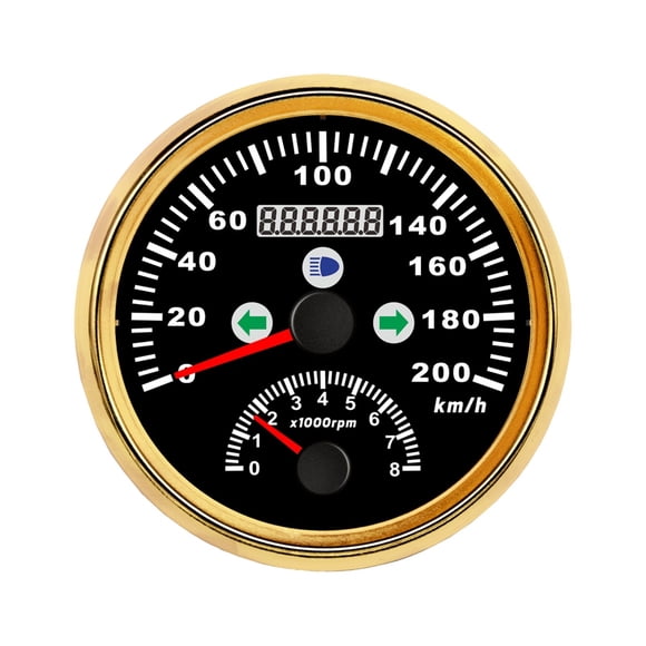85mm 0-200km/h GPS Speedometer Tachometer 0-8000RPM 2 In 1 Turn Light Red Backlight 12V With GPS Antenna Universal